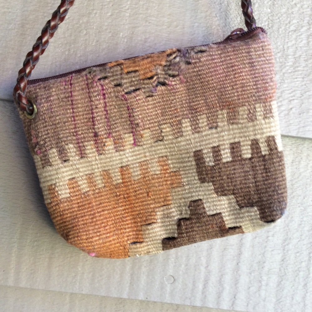 L.J.S. Collection crossbody heavy-tan fabric weave